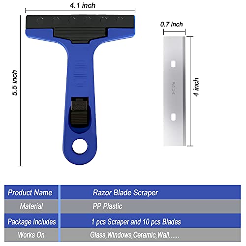 4" Razor Blade Scraper Tool with 10PCS Blades for Cleaning