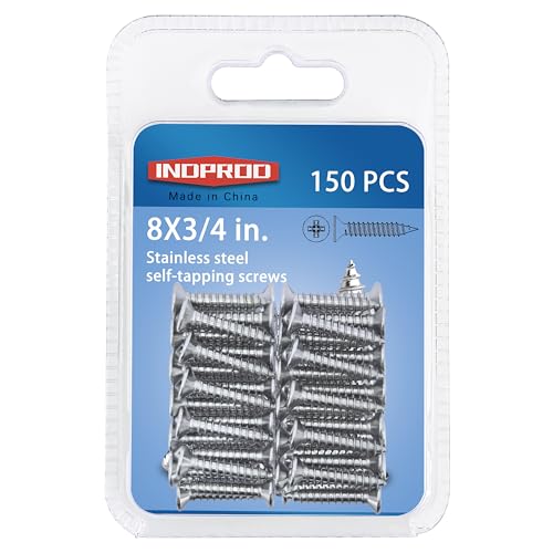 #8 × 3/4" Flat Head Phillips Wood Screw, Stainless Steel 304 (18-8), Self Drilling Sheet Metal Screws, Self Tapping Screw, #8 × 3/4-Inch, 150Pcs - color: Stainless Steel Screws, size: #8 x 3/4"