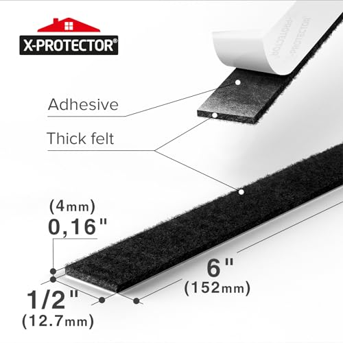 X-Protector Premium Felt Furniture Pads - 20 PCS 6 x 1/2" - Black - size: 6 x 1/2" 20 Black, Strips