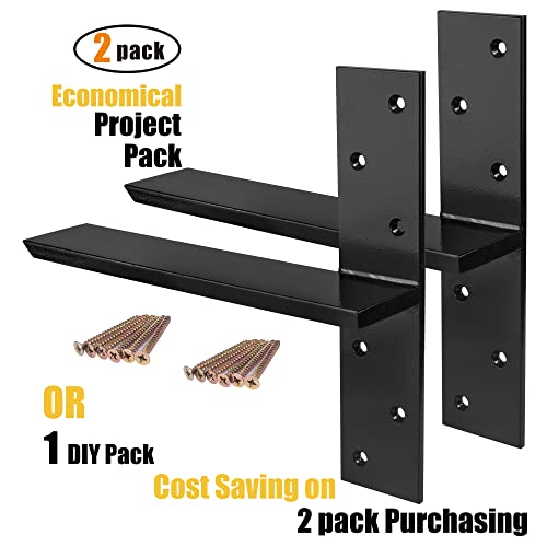 （2-Pack） Free Hanging T Shelf Bracket, Solid Heavy Duty Steel Knee Wall Hidden Granite Countertop Support Floating Bracket Hardware, Universal ,12 Inch , DIY Projects , Screws Included - size: 12