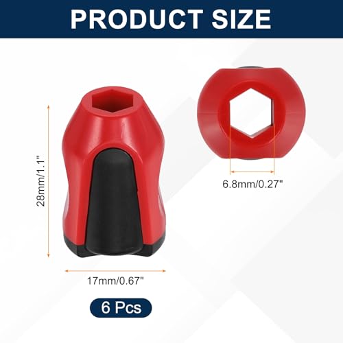 HARFINGTON 6pcs Screwdriver Head Magnetic Ring 9/32" Screwdriver Bit Holder Ring Universal Bit Holder for Hex Shank Drills Power Tools DIY Repair, Red Black - color: Red Black