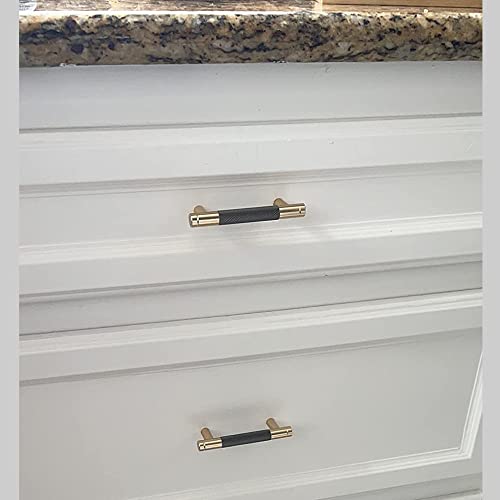 30 Pack 5 Inch 128 mm Knurled Cabinet Handles Cabinet Pulls Aluminum Handles Knurled Drawer Pulls Gold and Black Oxidation Finish with Diamond Pattern 6.2" Length (5" Hole Center) - color: Gold Black, size: 5 Inch
