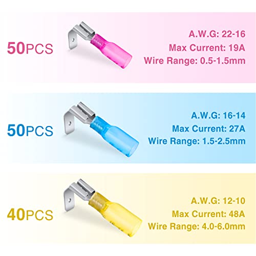 Nilight 140PCS Heat Shrink Piggy Back Spade Terminals Connectors - color: 140Pcs Piggy Back Terminals