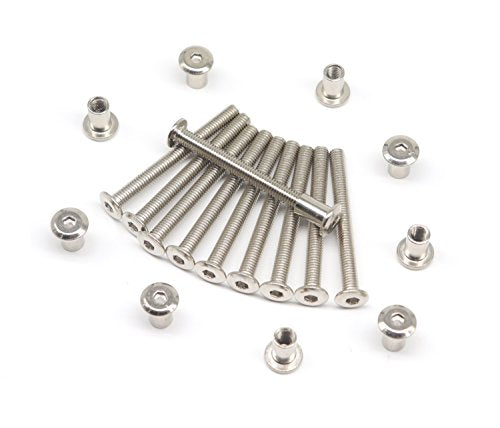 10-Pack M6x60mm Rivet Countersunk Hex Socket Cap Bolts and Hex Head Barrel Nuts for Furnitures Cribs Chairs, Nickel Plated - size: M6 x 60mm 10-Pack