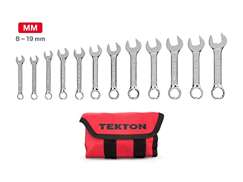 TEKTON Stubby Combination Wrench Set, 12-Piece | WRN01190 - size: 12-Piece (8-19 mm), style: Pouch