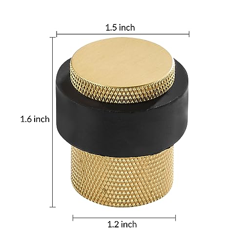 1-1/2 Inch Long Heavy Duty Cylindrical Floor Mounted Brass Door Stopper Holder Protects Doors, 1 Pack, Brushed Brass - color: Brushed Brass