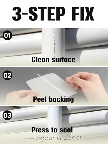 Self-Adhesive Bathtub Repair Kit & Vinyl Siding Patch Kit for Tub Crack, Hole, Wall Repair. Waterproof Shower Wall Cover & Plastic Bathtub Wall Solution. White Bathroom & Tub Repair Kit with Patch