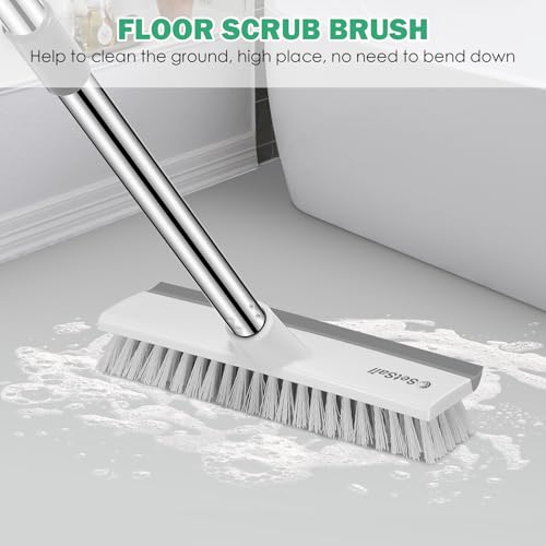 SetSail Floor Scrub Brush and Grout Brush with 51-in Long Handle,Grey White - color: Grey White, size: 10in (with Grout Brush)