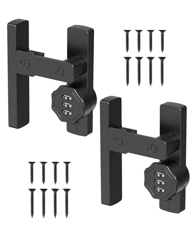 Keyless 90/180 Degree Sliding Barn Door Lock Latch, Black-2PCS - color: Black-2PCS