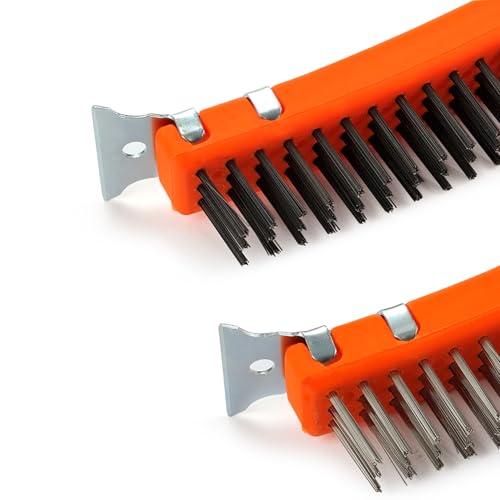 MAXMAN Wire Brush Set 2Pcs, 14" Stainless/Carbon Steel, Rust &Paint Remover