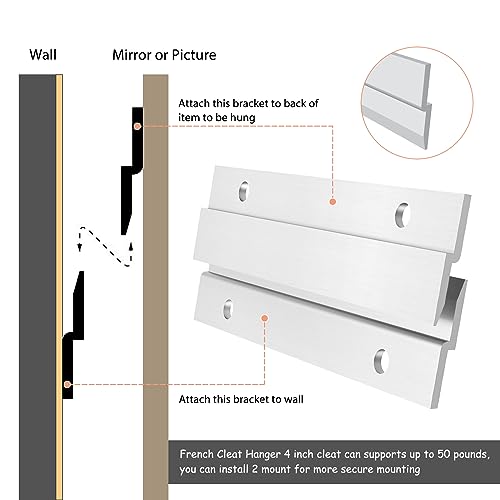French Cleat Picture Hanger, 4 Inch Aluminum Z Hanger, 5 Pairs - size: 4inch-5Pairs, style: Standard thick