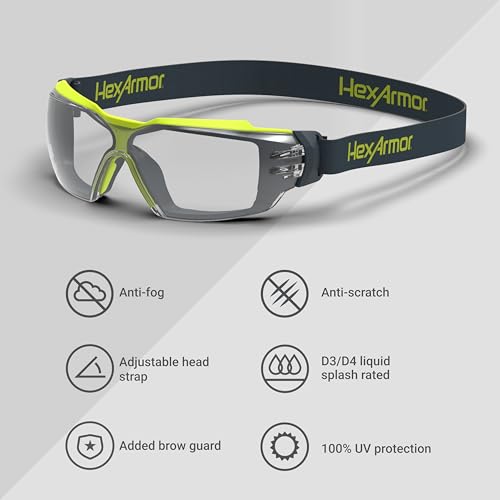 HexArmor MX350 Clear Anti Fog Eyewear with Cloth Strap - color: Clear / Trushields / Cloth Strap