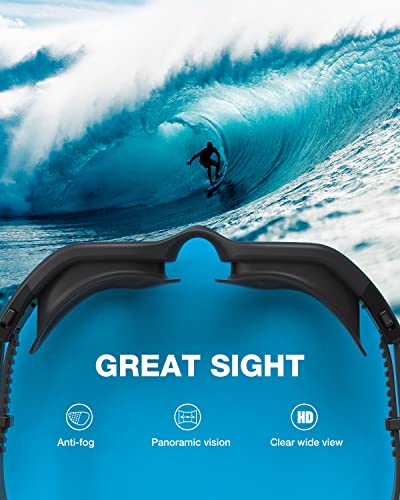 ZIONOR Swim Goggles, G1 SE Swimming Goggles Anti-Fog for Adult Men Women - color: B1-clear Blue Lens Black Frame