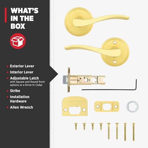 Kwikset 720SEL-4 Sedona Lever Passage Door Lock with 6AL Latch and RCS Strike Satin Brass Finish - color: Satin Brass, size: Passage