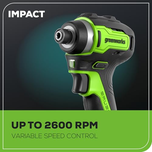 Greenworks 24V MAX Cordless Brushless Drill & Impact Driver Combo Kit, Electric Drill Set, High Torque, Lightweight, Professional Grade, Includes 2x 2.0Ah Batteries, Charger, and Storage Bag - size: 2PCS Combo Kits