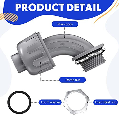 Liquid Tight Connector 3/4 Inch 90 Degree Non Metallic Flex Electrical Conduit Fittings, Electrical Conduit Connector Fitting for PVC Pipe Cable Home Kitchen (25 Pcs)