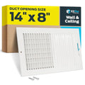 EZ-FLO 14 x 8 Inch (Duct Opening) Air Vent Cover for Wall or Ceiling, Two-Way Ventilation Register, Solid Steel HVAC Register Cover, White, 61662 - size: 14 in. x 8 in