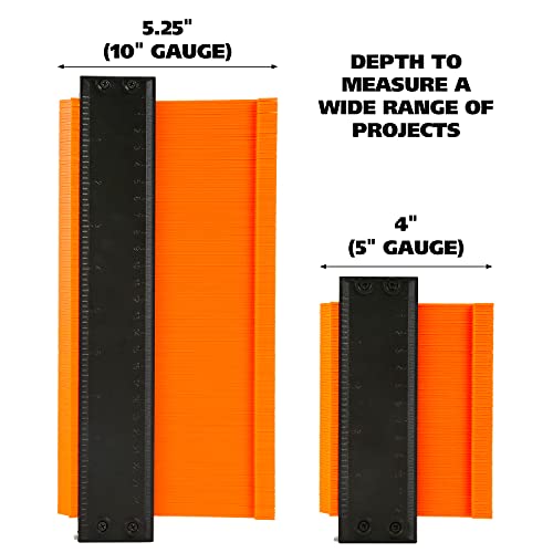 GreatNeck Contour Gauge Set, 5 and 10 Inch Contour Gauge Tool with Lock, Made of High Quality ABS Plastic and Rustproof Metal, Dual Measurement on Both Sides - size: 5 and 10 inch