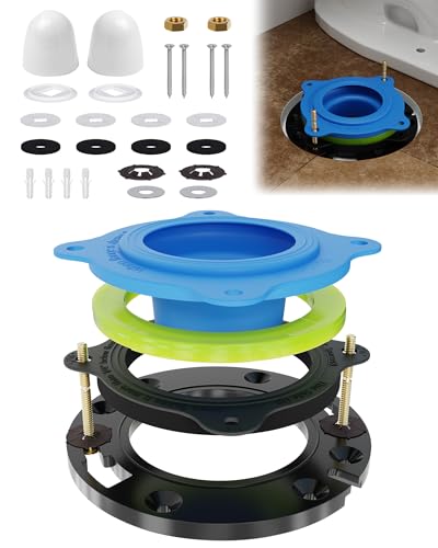 Elastic Wax Ring Toilet Flange Repair Kit for 3" & 4" Pipes, Universal Fit - style: Elastic Wax Ring Flange Kit Blue
