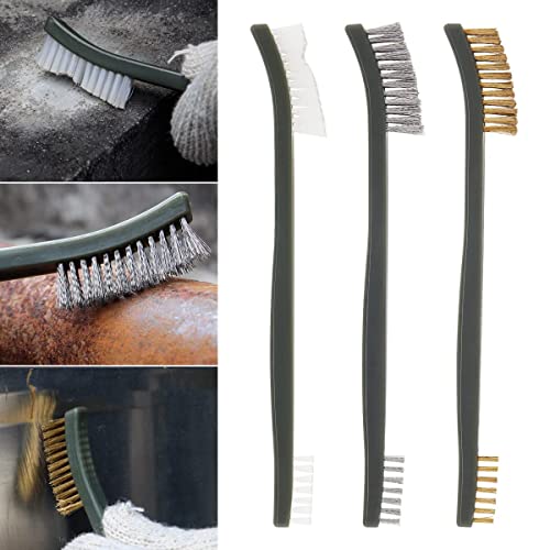Mini Wire Brush Set, Paint and Dirt Remover, Cleaning Welding Slag and Rust, Handy Steel / Nylon / Brass Brush Suitable for Cleaning Paint / Dirt (3)