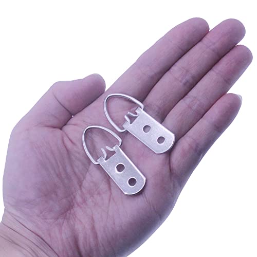 Heavy Duty D Ring Picture Hangers with Screws, Large Wide D-Ring Picture Hanging Hardware, 40 Pcs 2 Holes Picture Hooks for Paintings, Mirror, Clock, Decoration, Artwork Picture Frame - size: 40 Pcs Double Holes