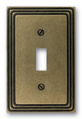 Amerelle Steps Single Toggle Cast Metal Wallplate in Rustic Brass - color: Rustic Brass, size: 1 Toggle