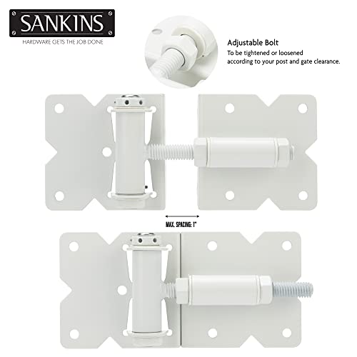 Self Closing Gate Hinges Heavy Duty, 90 Degree Adjustable, 4Pcs - color: White(2pcs)
