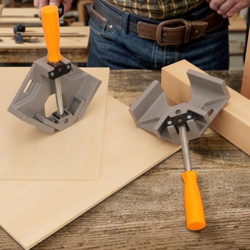 4 PCS Corner Clamps for Woodworking, Premium 90 Degree Right Angle Clamps, Adjustable Swing Jaw Aluminum Frame Clamps for Precise and Easy Fixing - size: 4 PCS Clamping Range 2 Inch