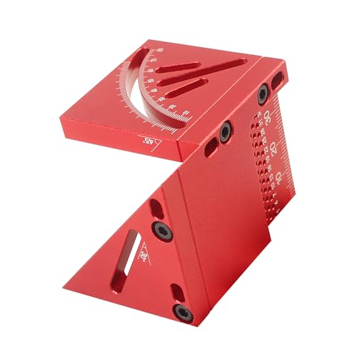 45/90 Degree Aluminum Alloy Woodworking Square Protractor, Multi Angle Measuring Ruler, High Precision Layout Measuring Tool for Engineer Carpenter (Red) - color: 3D-red