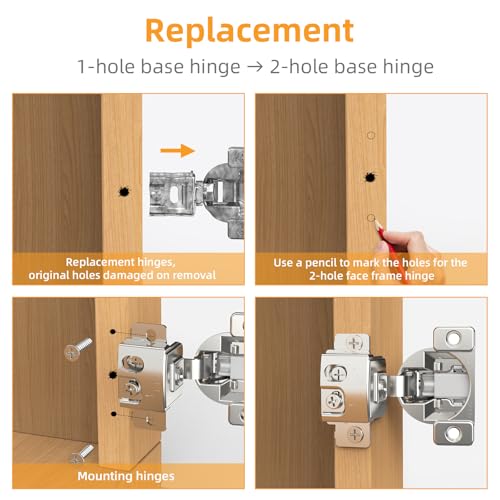 Chibery 50 Pack Face Frame Cabinet Hinges, 1-1/4" Overlay, Soft Close, 105° - size: 1-1/4 Inch Overlay