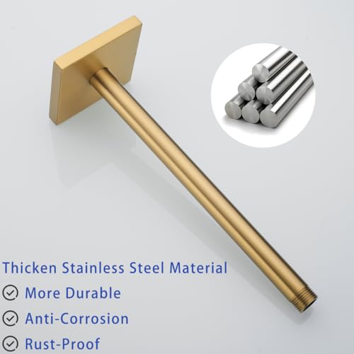 Wall Mounted Stainless Steel Shower Head Extension Arm Bathroom Accessories 12 Inch Champagne Bronze,SW-91038-12CB-SQ. - color: Right Angled Square Flange-12" Champagne Bronze