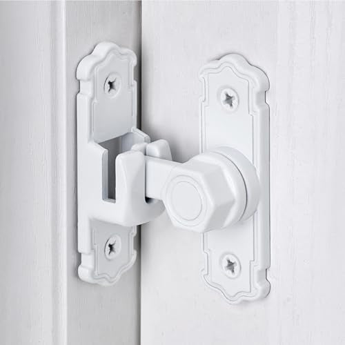 White 90/180 Degree Barn Door Latches,Aluminum Alloy Flip Latch - color: White