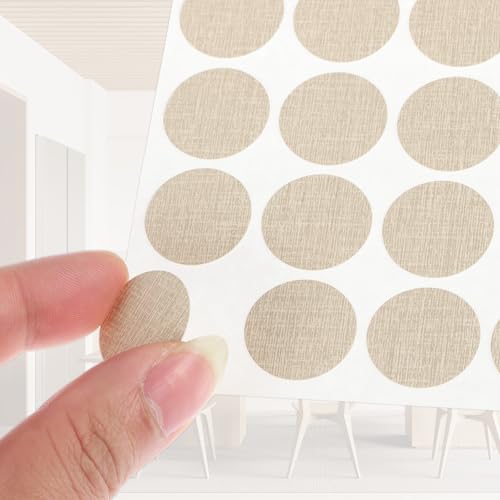 PATIKIL 270 Pieces Screw Hole Stickers, 5 Sheet Self-Adhesive Waterproof PVC Wood Grain Sticker for Screw Holes Wall Cabinets Desk Repairing, Light Gray Fabric, 21mm/0.83 Inch - color: Light Gray Fabric