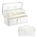 BTSKY 3-Layer Plastic Dividing Storage Box Craft Organizer and Storage - color: Beige White