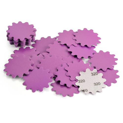 MAXMAN 2"Sanding Discs, 320 Grit Flex Edge Sandpaper, for Drill/Bowl Sander | 50Pcs Wet/Dry Sand Paper, Hook and Loop Sanding Discs, Wavy Sand Paper, for Drill Sanding Attachments, Edge Sanding Tools - style: 320 Grit