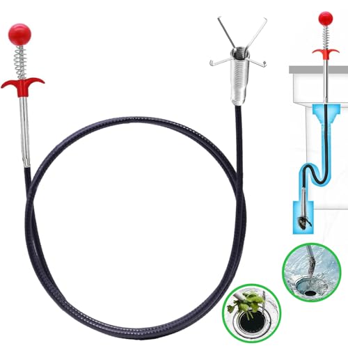 61 Inch Drain Snake Hair Drain Clog Remover With 4 Claws Bendable Hose Pickup Reaching Assist Tool for Home and Kitchen Sink - style: Round-61 IN