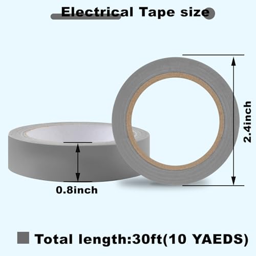 Romeda 9 Pack Electrical Tapes, Electrical Tape Water, Sun, and Oil Resistant, Electrical Tape is Suitable for Most Domestic, Commercial, and Industrial environments - Gray - color: Grey
