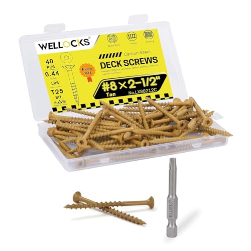 WELLOCKS #8 x 2-1/2 in Tan Deck Screws, 0.44 lbs Trial Size - size: #8×2-1/2", style: Trial size 0.44LBS