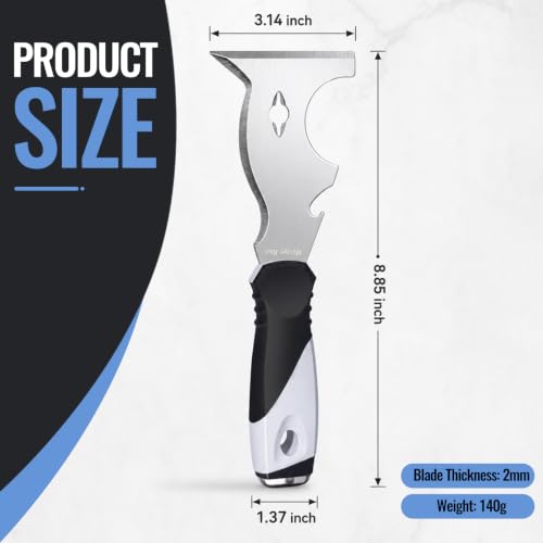 Mister Rui 10-in-1 Putty Knife, MultiUse Paint Scraper Tool, Hammer End