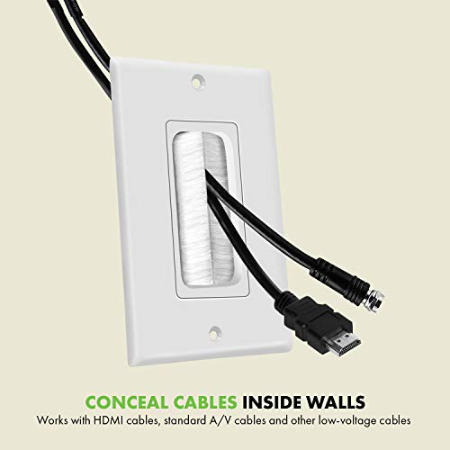 TOPGREENER 1-Gang Bristled Brush Pass-Through Wall Plate, 2-Pack - size: 1-Gang (4.50" x 2.75")