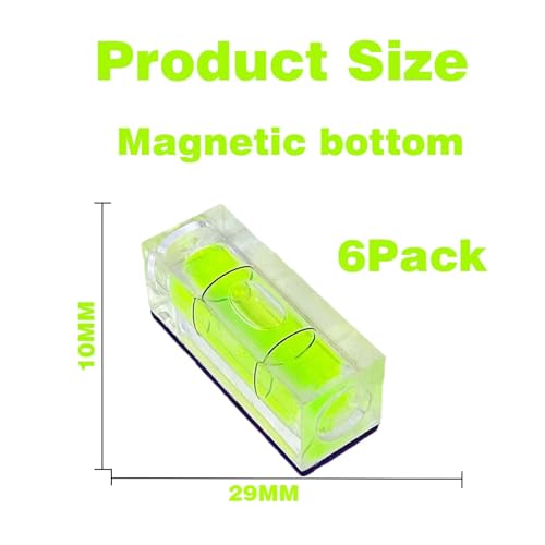 6Pack Magnetic Mini Bubble Level 10×10×29mm(0.39x0.39x1.14in) Small Leveler Tool - size: 6pcs 10x10x29mm
