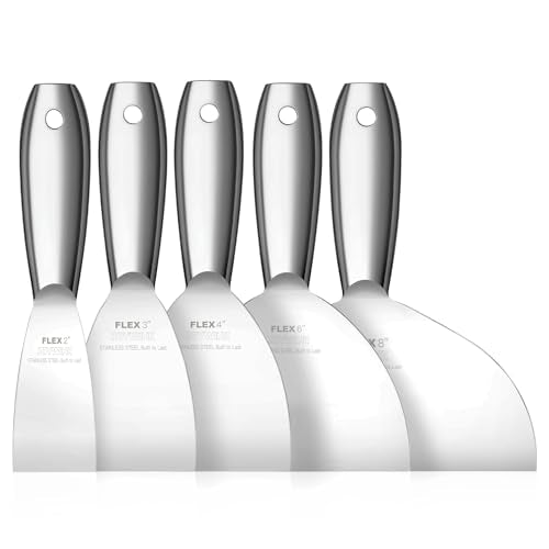 Putty Knife Set, 5Pcs 2",3",4",6",8" One Piece Putty Knives for Spackling - size: 2"3"4"6"8"