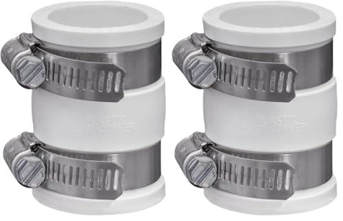 Fernco 1056-100 1-in. Flexible PVC Pipe Coupling for Plastic and Copper Plumbing Connections in White (Pack of 2) - size: 1 Inch (Pack of 2)