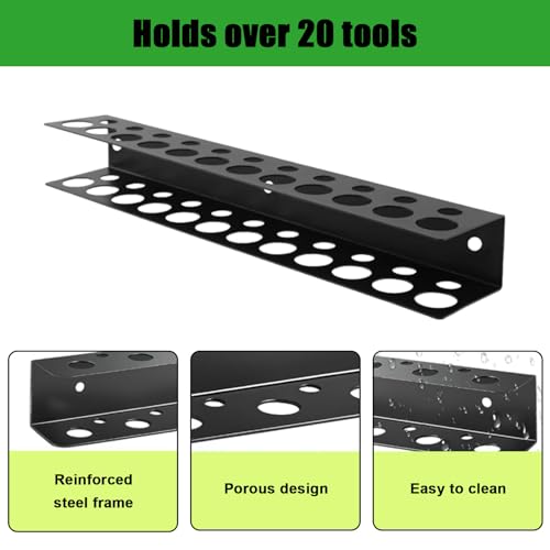 12.6" Wall-Mounted Screwdriver Holder, Metal Pliers Holder, 23 Holes Multi-Purpose Tool Organiser, Hand Tool Organiser, Suitable for garages, workshops, storage sheds & workbenches