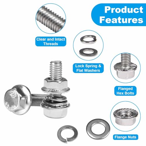 25 Sets M6-1.0 x 20mm Flanged Hex Head Bolts and Nuts Kits - size: M6-1.0 x 20mm