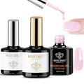 modelones Builder Nail Gel with Gel Base Top Coat, 3Pcs Baby Pink Builder - color: A3 Baby Pink Gel Builder with Base Top Coat, size: 0.5 Fl Oz (Pack of 3)