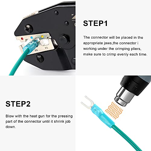 Wire Crimper for Heat Shrink Wire Connctors,Zhushan 20-10 AWG Heat Shrink Crimping Tool with 250pcs Electrical Wire Connectors,Ring Fork Buut Splice - style: Heat Shrink Crimping Tool(250pcs)