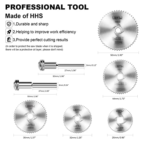 8PCS Rotary Drill Saw Blades(with 1PCS 1/4" Hex Shank,1PCS 1/8" Round Shank,1PCS 1/4" Round Shank),HSS Saw Disc Wheel Cutting Blades for Drills Rotary Tools - style: 8PCS(3*Shanks+5*Blades)