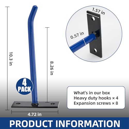 Sinoer 10 Inch Steel Wall Mount Tire Hooks,4 Pack Blue - color: 4 Pack – Blue