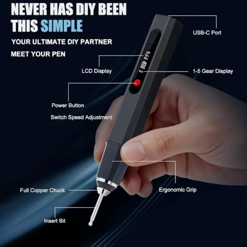 GANGZI Engraving Pen Set - Engraving Pen for Metal Wood Glass and Plastic - color: Black